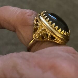 Moonstone Cats Eye Gold Tone Fashion Ring